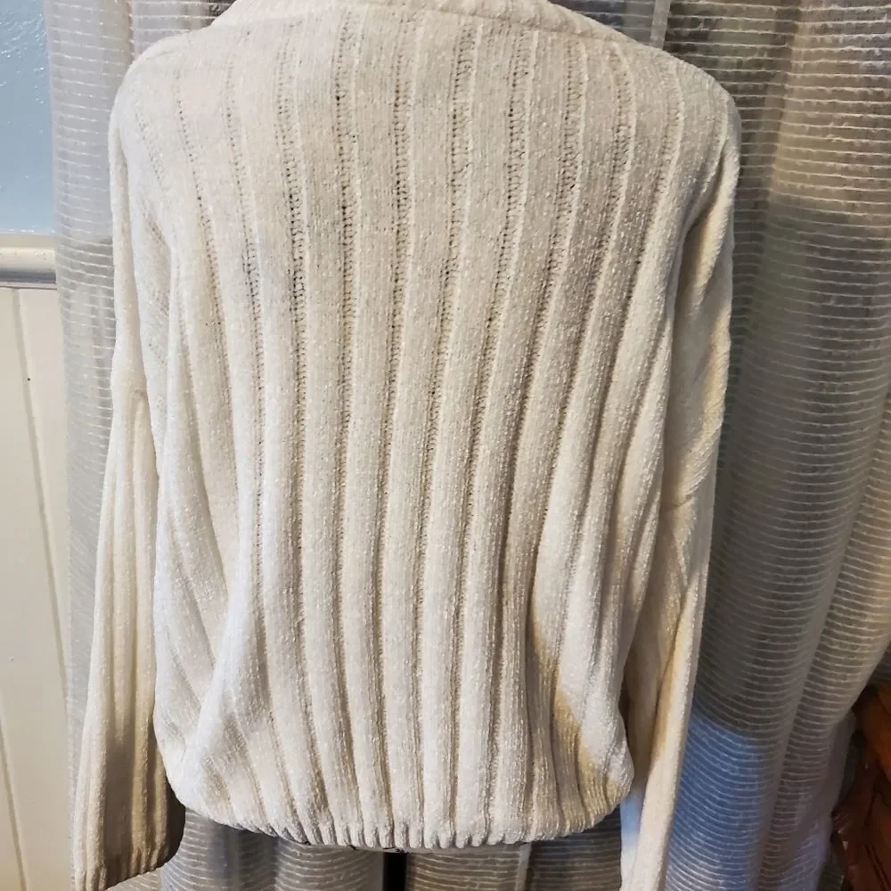 No Boundaries Cream Varsity Ribbed Sweater XL